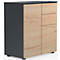 Commode Dalosa, 4 compartiments &amp; 2 tiroirs, porte, L 700 x P 390 x H 770 mm, bois, anthracite/chêne miel