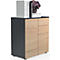 Commode Dalosa, 4 compartiments &amp; 2 tiroirs, porte, L 700 x P 390 x H 770 mm, bois, anthracite/chêne miel