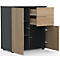 Commode Dalosa, 4 compartiments &amp; 2 tiroirs, porte, L 700 x P 390 x H 770 mm, bois, anthracite/chêne miel