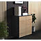 Commode Dalosa, 4 compartiments &amp; 2 tiroirs, porte, L 700 x P 390 x H 770 mm, bois, anthracite/chêne miel