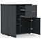 Commode Dalosa, 4 compartiments &amp; 2 tiroirs, porte, L 700 x P 390 x H 770 mm, bois, anthracite