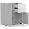 Commode Dalosa, 4 compartiments &amp; 2 tiroirs, porte, L 700 x P 390 x H 770 mm, bois, blanc