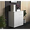 Commode Dalosa, 4 compartiments &amp; 2 tiroirs, porte, L 700 x P 390 x H 770 mm, bois, blanc