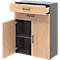 Commode de bureau TEMPIO, en bois, 2 portes, 2 tiroirs, 3 OH, L 800 x P 340 x H 1070 mm, anthracite/chêne caryer