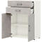 Commode de bureau TEMPIO, en bois, 2 portes, 2 tiroirs, 3 OH, L 800 x P 340 x H 1070 mm, blanc/béton