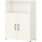 Commode de bureau TEMPIO, en bois, 2 portes, 2 tiroirs, 3 OH, L 800 x P 340 x H 1070 mm, blanc/blanc