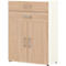 Commode de bureau TEMPIO, en bois, 2 portes, 2 tiroirs, 3 OH, L 800 x P 340 x H 1070 mm, blanc/chêne Sonoma