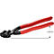 Boutkniptang met rode handgrepen en zwarte kop. Opschrift: KNIPEX. De afstand tussen de handgrepen is ca. 60 mm.