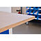 Compacte werkbank Easy met 2 scharniere vleugeldeuren en 2 schuifladen, B 1400 x D 600 x H 840 mm, grijs/gentiaanblauw