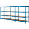 Compleet aanbod longspan rekken zonder schroeven 600, B 4650 x D 600 x H 2400 mm, 1 startvak, 2 opzetvakken &amp; 12 legborden, staal, hemelsblauw RAL 5015