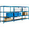 Compleet aanbod longspan rekken zonder schroeven 600, B 4650 x D 600 x H 2400 mm, 1 startvak, 2 opzetvakken &amp; 12 legborden, staal, hemelsblauw RAL 5015