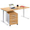 Complete meubelset Modena Flex, bureautafel B 1600 mm, in hoogte verstelbaar en verrijdbaar ladeblok, beukenpatroon 