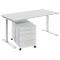 Complete meubelset Modena Flex, bureautafel B 1600 mm, in hoogte verstelbaar en verrijdbaar ladeblok, lichtgrijs 