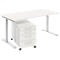 Complete meubelset Modena Flex, bureautafel B 1600 mm, in hoogte verstelbaar en verrijdbaar ladeblok, wit 