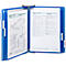 Blue document presentation system with open pages containing diagrams and tables, labeled "BP K. Series".