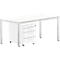 White desk with integrated mobile pedestal and 4 drawers.