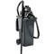 Black industrial vacuum cleaner with hose, container and rollers. GM Schäfer lettering.