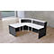 Comptoir d'accueil en angle Faro, 3 éléments, angle 90°, avec poste de consultation, mélaminé, chants ABS, L 2320 x P 1970 x 1120 mm, anthracite/anthracite