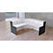 Comptoir d'angle Faro, avec tablettes et plateaux latéraux, revêtement mélaminé, chants ABS, L 2320 x P 2320 x H 1120 mm, blanc/anthracite