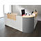 Comptoir en angle Come-In, rond, 3 étagères, largeur 1600 mm, Élément en angle argent, coloris blanc/érable 