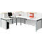 Comptoir en angle Come-In, rond, 3 étagères, largeur 1600 mm, Élément en angle blanc, coloris blanc/érable 