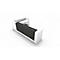 Comptoir en angle Spezia, l. 3655 x P 2055 x H 1130 mm, blanc/cuir gris