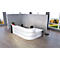 Comptoir en L Faro, 4 éléments, angle 90°, avec poste de consultation, mélaminé, chants ABS, L 3670 x P 1970 x 1120 mm, blanc/anthracite