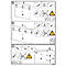 Instructions de montage en trois étapes avec flèches, icônes de vis et symboles d'avertissement pour une installation correcte.