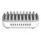 Station de recharge grise et blanche avec 10 ports USB. Il y a 10 emplacements sur le dessus pour accueillir les appareils.