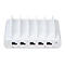 Chargeur USB blanc avec cinq emplacements pour placer les appareils.