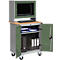 Computerschrank Bedrunka+Hirth, mobil, Monitorgehäuse, Buche-Multiplex-Arbeitsplatte, 2 Flügeltüren, 4er Steckdose, B 750 x T 500 x H 1600 mm, Stahlblech