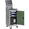 Computerschrank Bedrunka+Hirth, mobil, Monitorhalterung, Ablageflächen, Flügeltür, Schubfach, 4er-Steckdose, B 500 x T 500 x H 1725 mm, Stahlblech