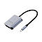 Grauer USB-C-Adapter mit HDMI-Anschluss. Schwarzes Kabel mit USB-C-Stecker.