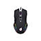 Schwarze Gaming-Maus mit RGB-Beleuchtung und G-Logo, vor weißem Hintergrund.