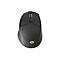 Drahtlose ergonomische Maus in Schwarz, mit seitlichen Tasten und Scrollrad.