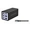 Ein schwarzes Conceptronic Ladegerät mit mehreren Anschlüssen. Ein USB-C Kabel liegt daneben.