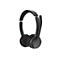 Schwarzes On-Ear-Headset mit gepolstertem Kopfbügel und Mikrofonarm vor weißem Hintergrund.