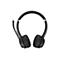 Schwarzes On-Ear-Headset mit gepolstertem Kopfbügel, weichen Ohrpolstern und Mikrofonarm vor weißem Hintergrund.