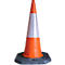 Cône de signalisation RS-Guidesystems® LK 1055, H 1000 mm, avec manchon réflecteur blanc, plastique, orange