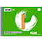 Carnet de reçus de caisse Ursus vert. Imprimé sont les informations sur le produit, le logo Ursus et un élément blanc et incurvé en arrière-plan.