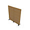 Two wooden panels with diagonal slits, connected by hinges, stand on feet.