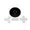 Black round disc, white triangular, rectangular, and cross-shaped elements with holes.