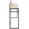 Bureau, plateau en bois, cadre en métal noir, vue latérale.
