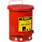 Container voor olieachtig afval, zelfsluitend deksel, met pedaal, plaatstaal, Ø 290 x H 400 mm, 20 l, rood