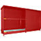 Contenedor Bauer tipo CEN 59-2 IBC, 2 niveles de estantes, puerta corredera, 2000 l, ancho 6255 x fondo 1550 x alto 3450 mm, rojo fuego RAL 3000