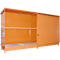 Contenedor de estantes Bauer tipo CEN 59-2 IBC, 2 niveles de estantes, puerta corredera, 2000 l, ancho 6255 x fondo 1550 x alto 3450 mm, amarillo-naranja RAL 2000