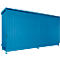 Contenedor de estantes Bauer tipo CEN 59-2 IBC, 2 niveles de estantes, puerta corredera, 2000 l, ancho 6255 x fondo 1550 x alto 3450 mm, azul claro RAL 5012