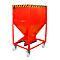 Conteneur à bascule SR-D 600, charge max. 600 kg, avec roulettes et fermeture à glissière, L 780 x H 1610 mm, acier, rouge flamme RAL 3000