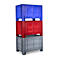 Conteneur de transport et d'empilage Noah, sans couvercle, fond et parois fermés, volume 535 l, capacité de charge jusqu'à 300 kg, 4 pieds, L 800 x l 1200 x H 800 mm, polyéthylène alimentaire, bleu
