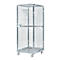 Conteneur mobile - 3 côtés et 1 porte grillagés - l. 724 x P 815 x H 1800 mm - avec étagère intermédiaire